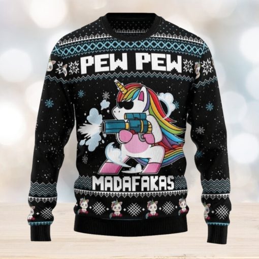 Unicorn Pew Pew Pew Pew Sweater Xmas Sweater Christmas Gift Unisex Sweater Gift Ugly Sweater