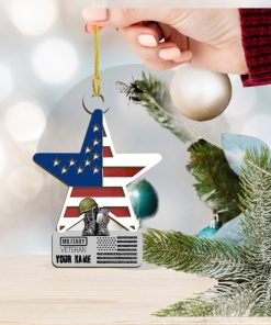 Us Veteran Personalized 2 Layer Wood Ornament