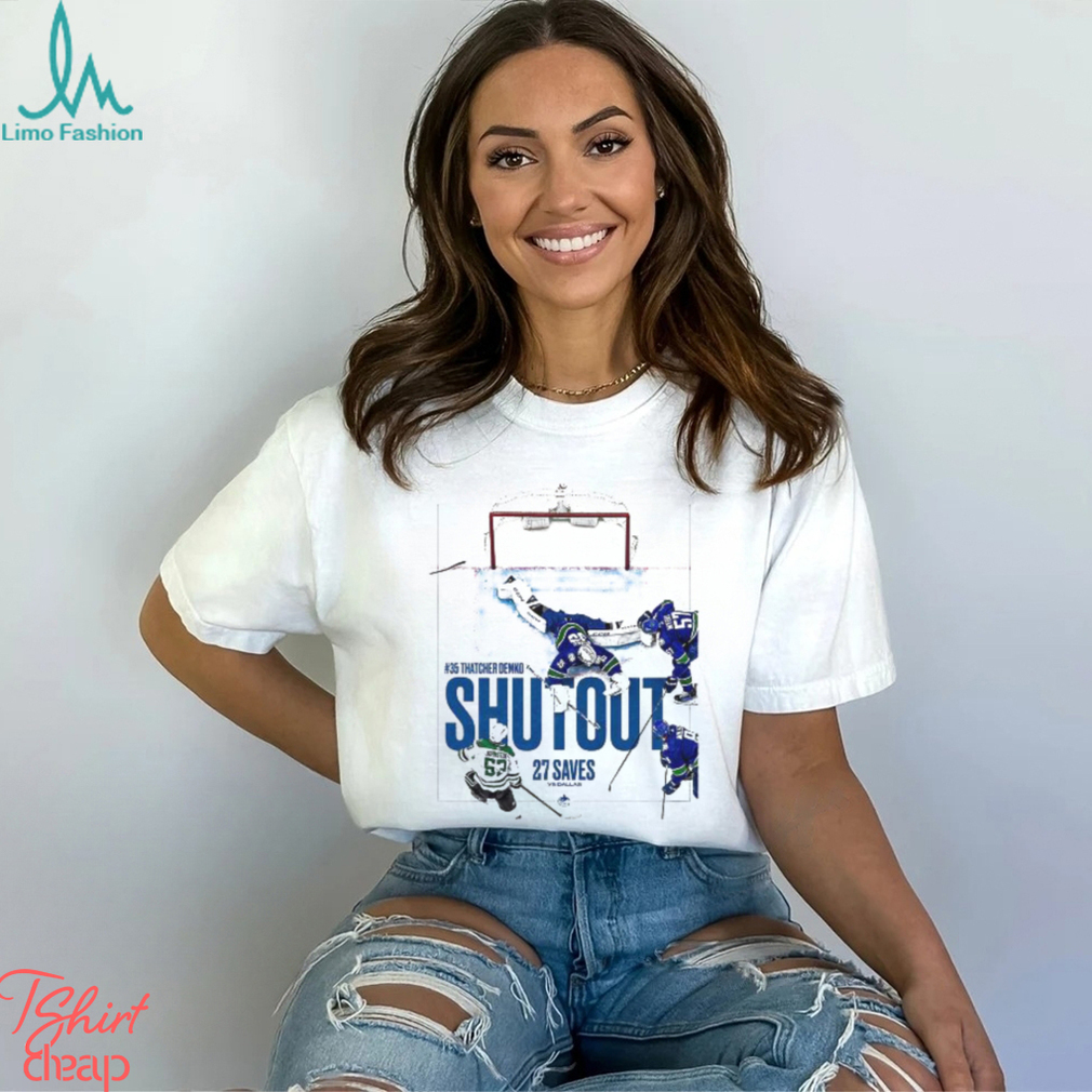 Vancouver Canucks Thatcher Demko 27 Saves vs Dallas Unisex T Shirt Vancouver Canucks Thatcher Demko 27 Saves vs Dallas Unisex T Shirt