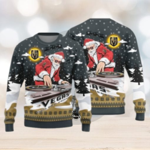 Vegas Golden Knights Christmas Funny DJ Santa New Style Knitted Sweater