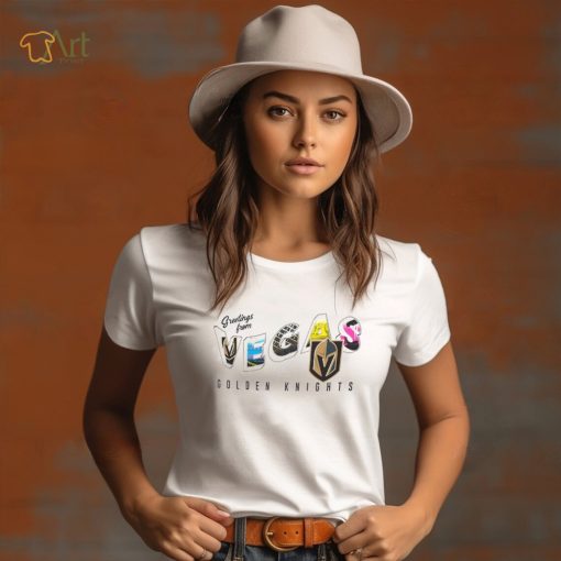 Vegas Golden Knights WEAR by Erin Andrews White Greetings From Muscle T Shirt