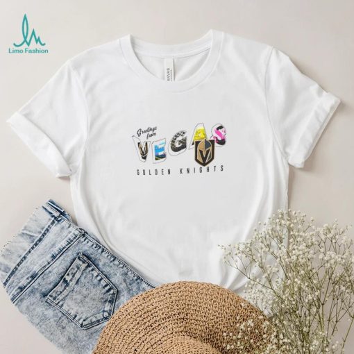 Vegas Golden Knights WEAR by Erin Andrews White Greetings From Muscle T Shirt