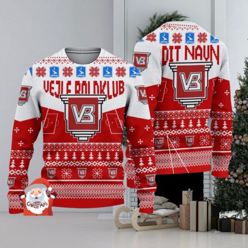 Vejle Boldklub 3D Ugly Christmas Sweater Christmas Holiday Gift Custom Name For Men And Women