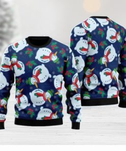 Very Ugly Snowman On Blue Pattern Christmas Unisex Ugly Sweater