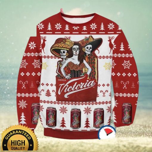 Victoria Cerveza All Printed Ugly Christmas Sweater