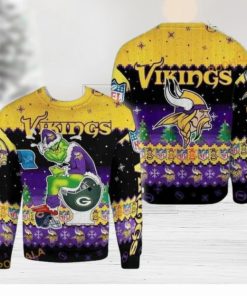 Vikings Football Meets the Grinch Ugly Christmas Sweater for Game Day Cheer