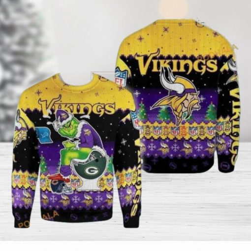 Vikings Football Meets the Grinch Ugly Christmas Sweater for Game Day Cheer