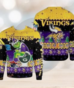 Vikings Football Meets the Grinch Ugly Christmas Sweater for Game Day Cheer