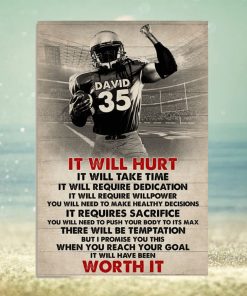 Vintage American Football Player Poster It Will Heart It Will Take Time