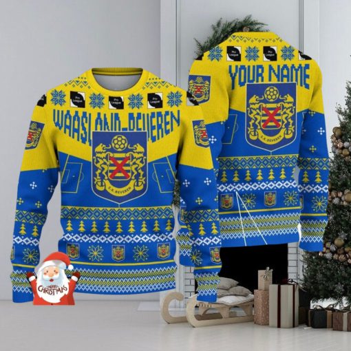 Waasland Beveren 3D Ugly Christmas Sweater Christmas Holiday Gift Custom Name For Men And Women