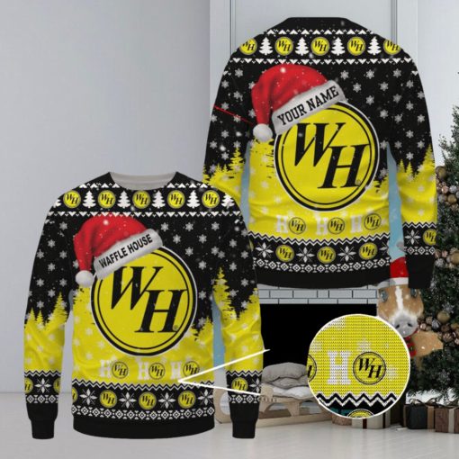 Waffle House Ugly Christmas Sweater, Xmas Gift Ideas For Fans Custom Name