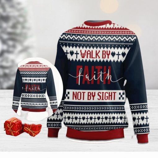 Walk By Faith Ugly Christmas Sweater – Not By Sight 2 Corinthians 57 Ugly Christmas Sweater