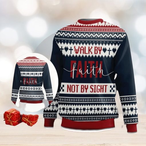 Walk By Faith Ugly Christmas Sweater – Not By Sight 2 Corinthians 57 Ugly Christmas Sweater