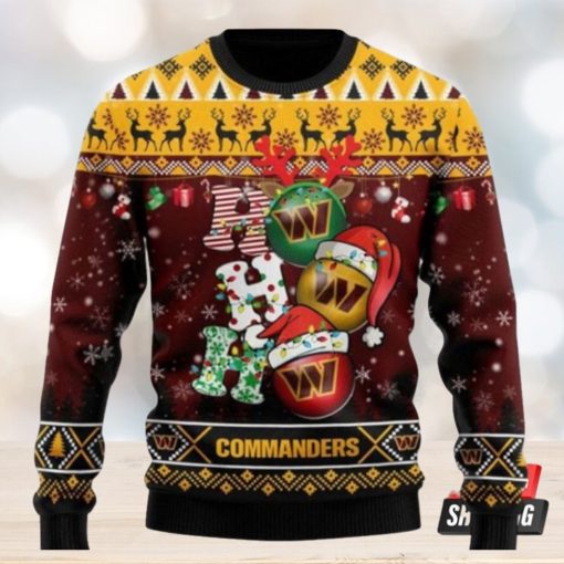 Washington Commanders NFL Ho Ho Ho Ugly Christmas Sweaters