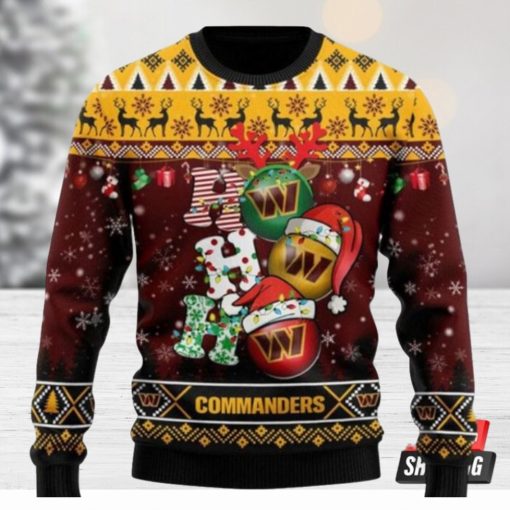 Washington Commanders NFL Ho Ho Ho Ugly Christmas Sweaters