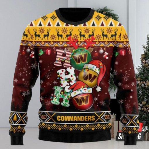 Washington Commanders NFL Ho Ho Ho Ugly Christmas Sweaters