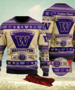 Washington Huskies Football Team Logo Ugly Christmas Sweater AOP Comfort Custom Name