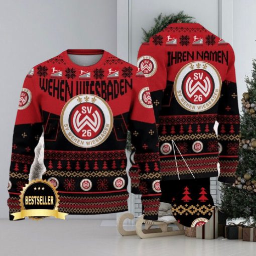 Wehen Wiesbaden Ugly Christmas Sweater Logo Custom Name Gift Fans