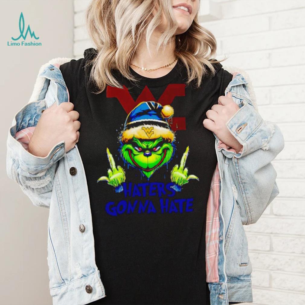 West Virginia Mountaineers Grinch middle finger haters gonna hate shirt West Virginia Mountaineers Grinch middle finger haters gonna hate shirt
