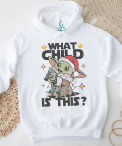 What child is this Yoda Santa hat Christmas lights shirt