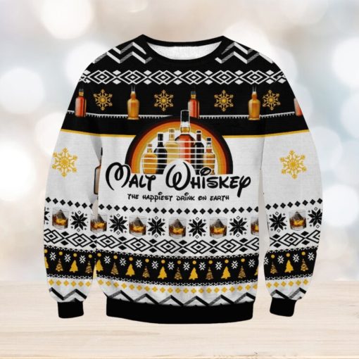 Whisky The Happiest Drink On Earth Ugly Sweater Style Gift For Men And Women