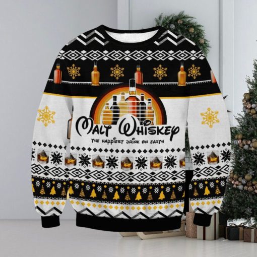 Whisky The Happiest Drink On Earth Ugly Sweater Style Gift For Men And Women