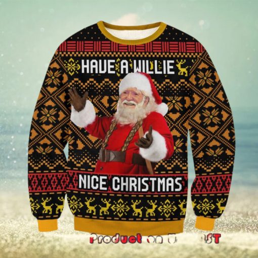 Willie Nelson Have A Willie Nice Santa Claus Ugly Christmas Sweater