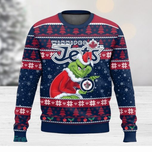 Winnipeg Jets Grinch AOP Ugly Christmas Sweater Christmas Gift For Men And Women