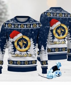 Winnipeg Jets Logo Wearing Santa Hat Christmas Gift Ugly Christmas Sweater Christmas Gift Ideas