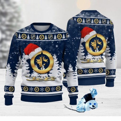 Winnipeg Jets Logo Wearing Santa Hat Christmas Gift Ugly Christmas Sweater Christmas Gift Ideas