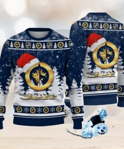 Winnipeg Jets Logo Wearing Santa Hat Christmas Gift Ugly Christmas Sweater Christmas Gift Ideas