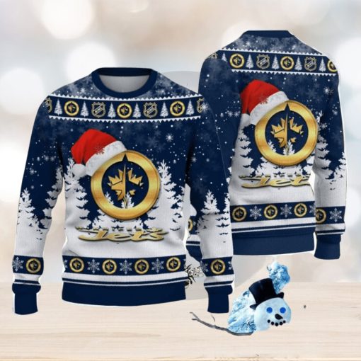 Winnipeg Jets Logo Wearing Santa Hat Christmas Gift Ugly Christmas Sweater Christmas Gift Ideas