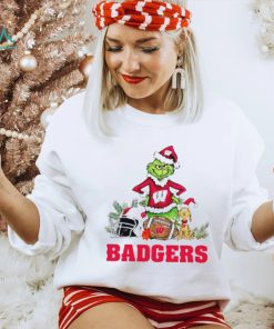 Wisconsin Badgers Grinch and Max dog funny Christmas shirt