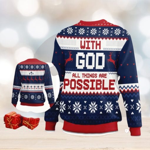 With God All Things Are Possible Matthew 1926 Ugly Christmas Sweater