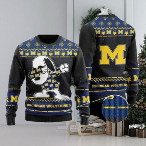 Wolverines Snoopy Dabbing Knitted Ugly Christmas Sweater