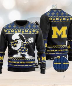 Wolverines Snoopy Dabbing Knitted Ugly Christmas Sweater