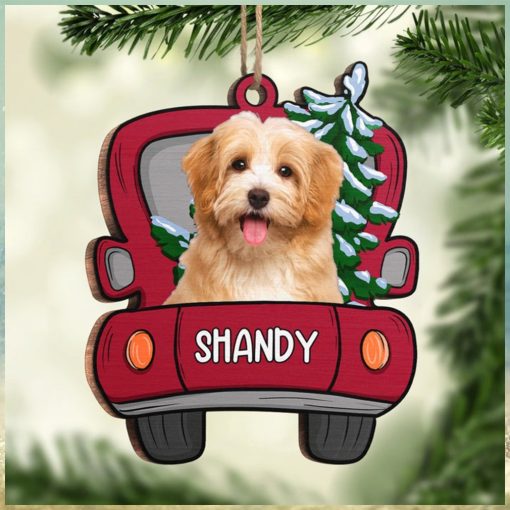 Woof You A Merry Christmas, Parents   Personalized Custom Car Shaped Wood Photo Christmas Ornament   Upload Image, Gift For Pet Lovers, Christmas Gift