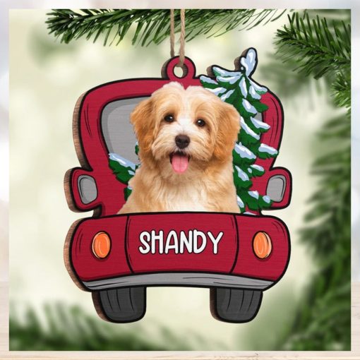 Woof You A Merry Christmas, Parents   Personalized Custom Car Shaped Wood Photo Christmas Ornament   Upload Image, Gift For Pet Lovers, Christmas Gift