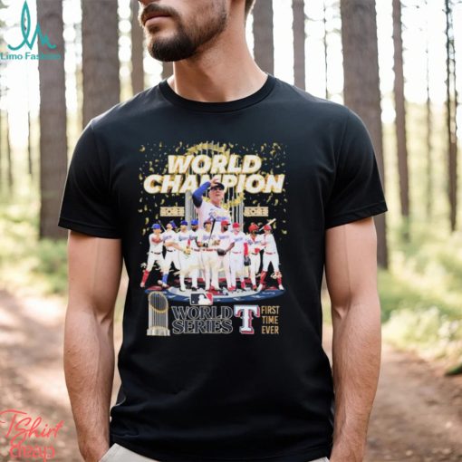 World Champions Texas Rangers 2023 First Time Ever Signatures Shirt