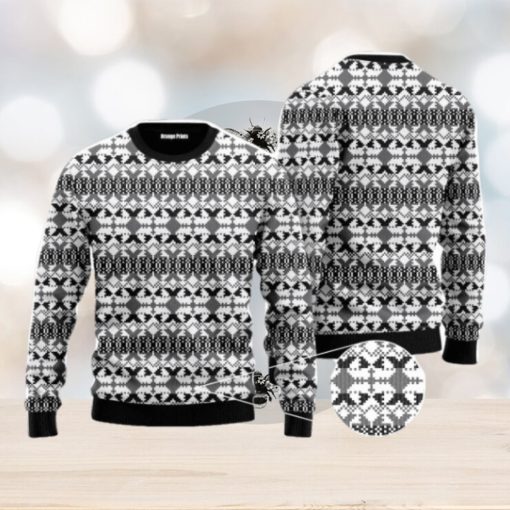 Xmas Knit Style Black And White Christmas Unisex Ugly Sweater