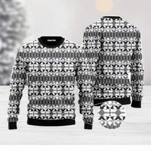 Xmas Knit Style Black And White Christmas Unisex Ugly Sweater