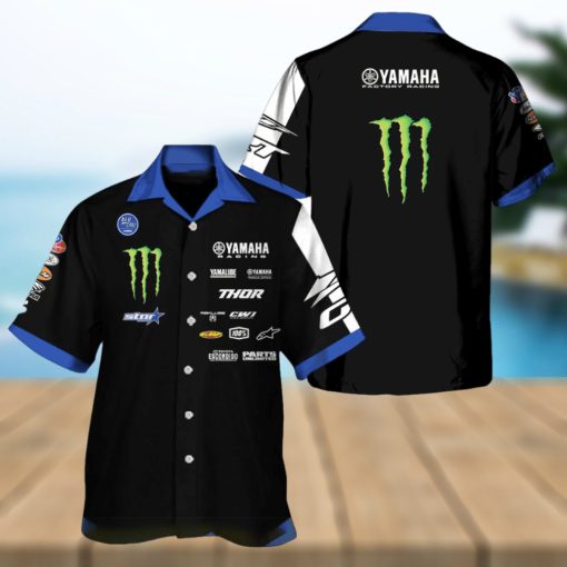 Yamaha Racing Monster V2 Dark Blue Hawaiian Shirt