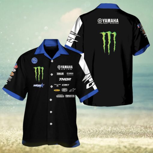 Yamaha Racing Monster V2 Dark Blue Hawaiian Shirt