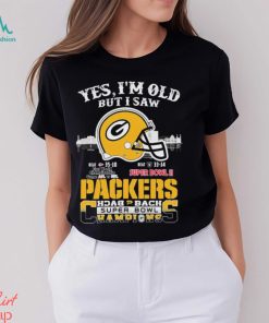 Yes I’m Old But I Saw City Helmet Green Bay Packers Back 2 Back Super Bowl Champions Shirt