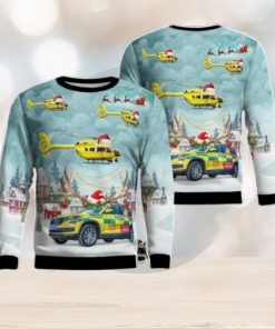 Yorkshire Air Ambulance Car & Eurocopter EC 145T2 Christmas AOP Ugly Sweater Holiday Sweater For Men And Women