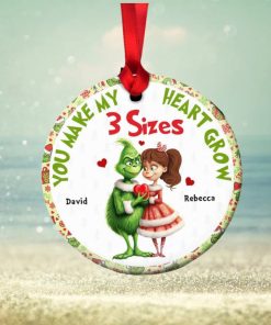 You Make My Heart Grow, Couple Gift, Personalized Ceramic Ornament, Green Couple