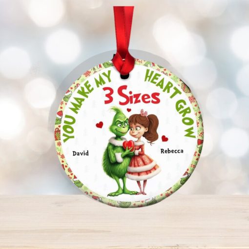 You Make My Heart Grow, Couple Gift, Personalized Ceramic Ornament, Green Couple