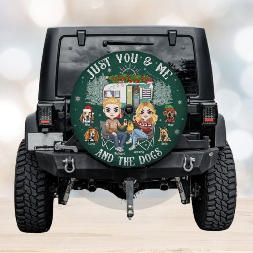 You & Me And The Dogs, Personalized Camping Couple Tire Cover, Gift For Her, Him