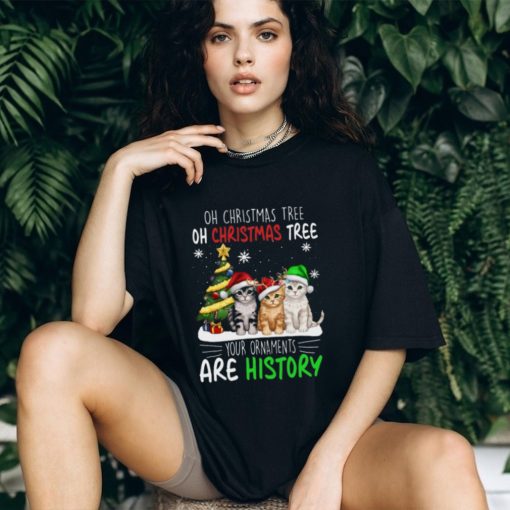 Your Ornaments Are History   Funny Christmas Cat Classic T Shirt