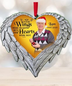 Your Wings Were Ready But Our Hearts Were Not, Custom Photo Memorial Ornament, Christmas Gifts